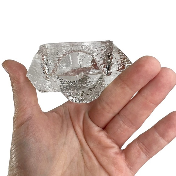 Lot of 2 Vintage Clear Glass Open Salt Cellars Wood Log & Rectangle Tub - Picture 3 of 15